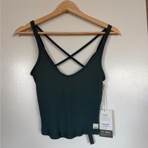 Vuori Deep Green Ribbed Camisole